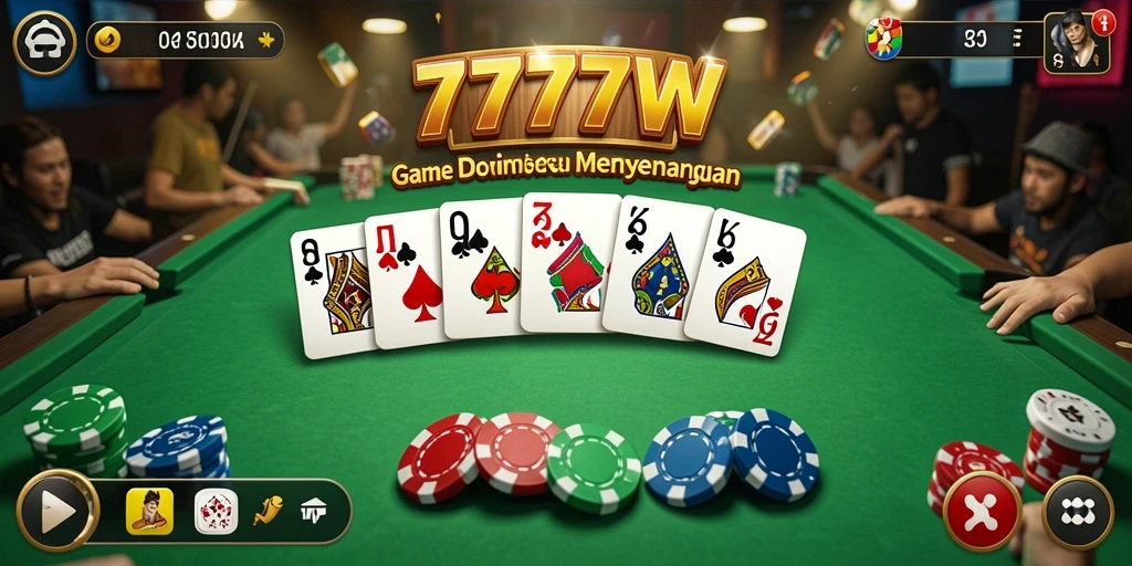 Screenshot gameplay Domino dari 7777W yang seru.
