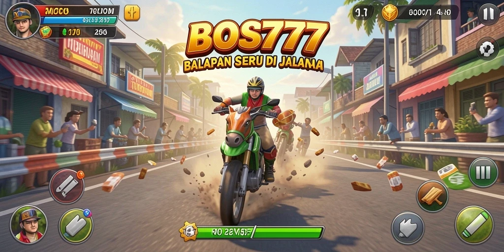 Screenshot gameplay BOS777 yang menampilkan balapan seru.