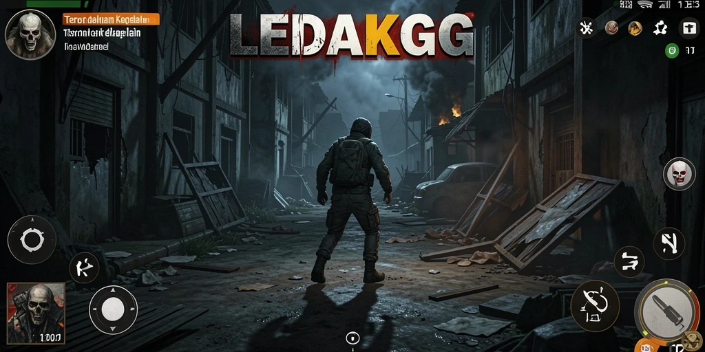 Tampilan gameplay LEDAKGG yang menakutkan dan mendebarkan.