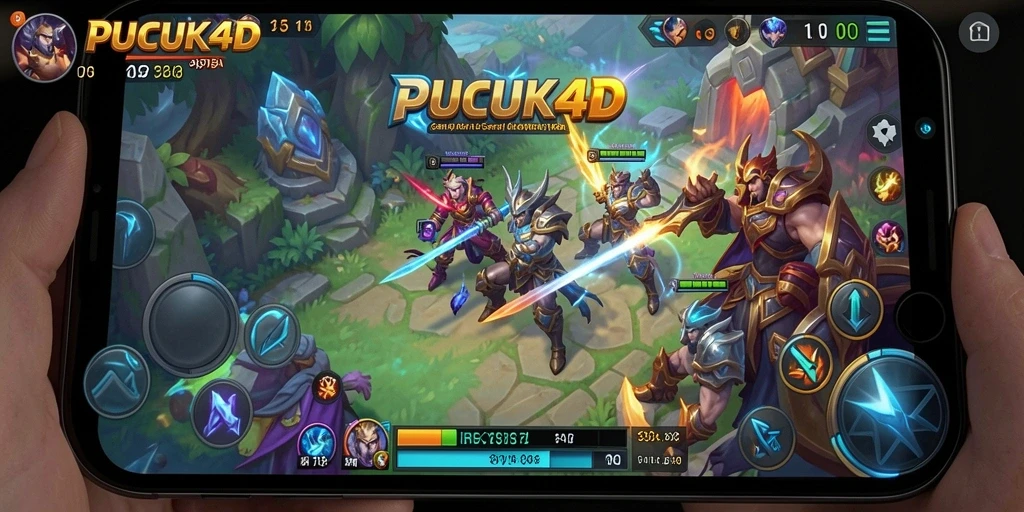 Screenshot gameplay PUCUK4D menampilkan pertarungan tim yang intens.