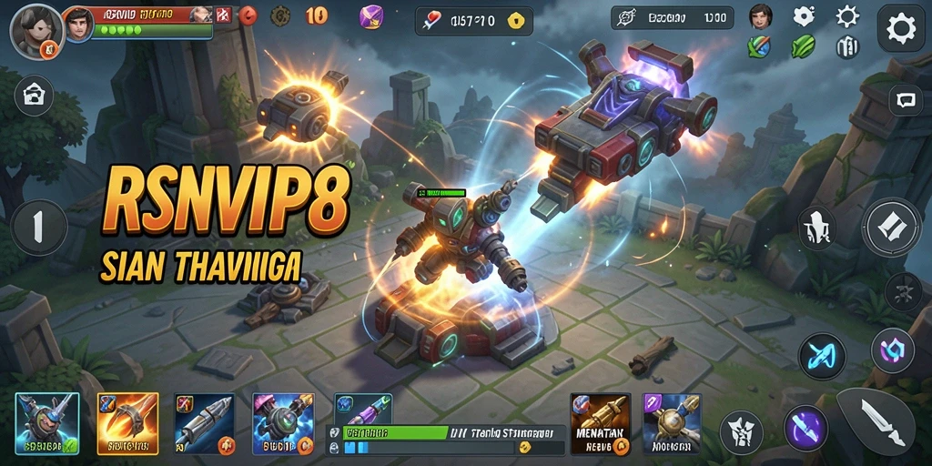 Screenshot gameplay RSNVIP8 menunjukkan pertempuran strategi yang mendebarkan.