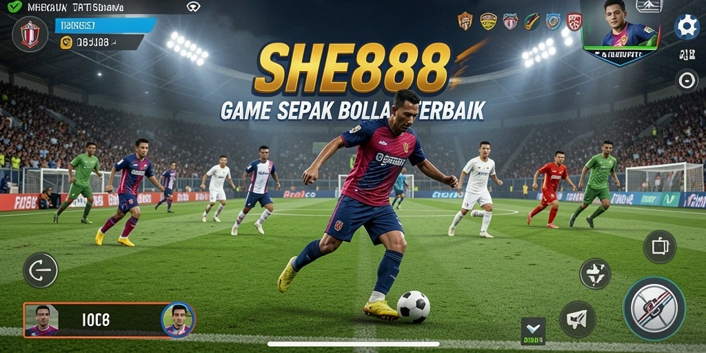 Tampilan gameplay SHE888 yang mendebarkan dalam pertandingan sepak bola.