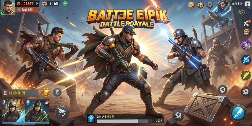 Tampilan gameplay menegangkan dalam pertempuran Battle Royale.