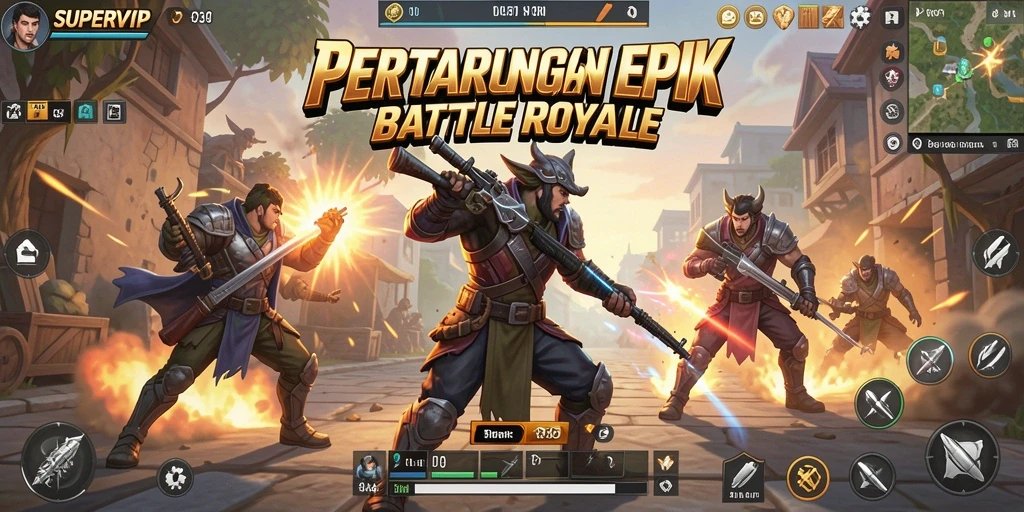 Gameplay mendebarkan dalam SUPERVIP dengan pertarungan intens.